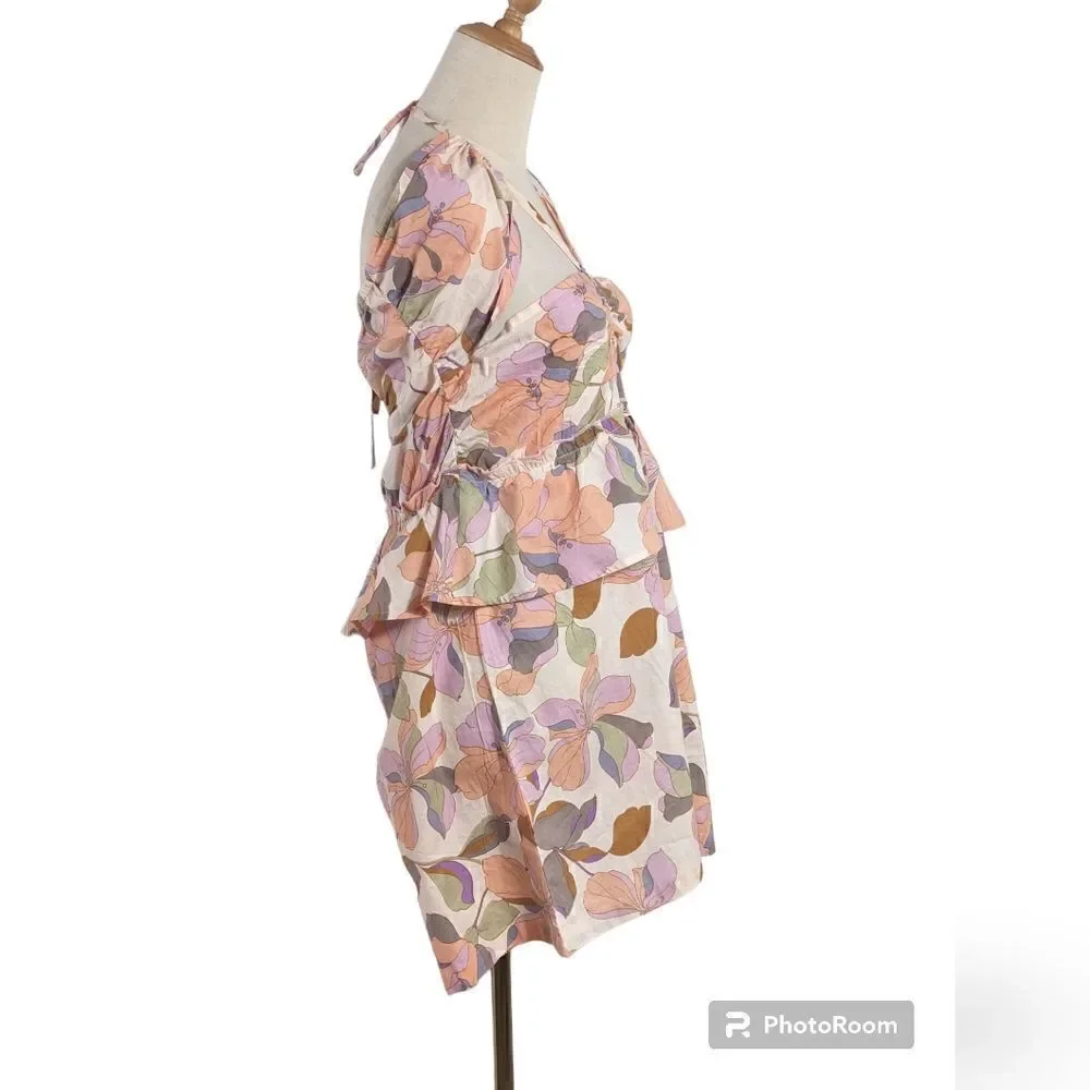 True Destinations Floral Peplum Romper NWT